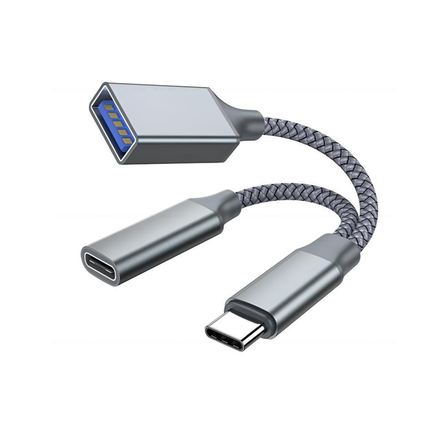 USB C to USB OTG Cable and Charger Adapter, 2-in-1 USB-C Splitter with 10W/60W Fast Charging for IPhone,iPad, Galaxy S24/S23