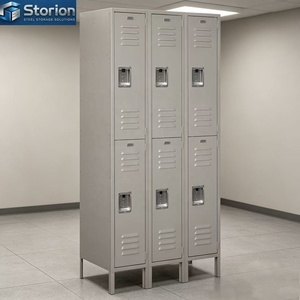 STORION LK-6 Casiers métalliques robustes à 2 niveaux, 3 colonnes, 6 compartiments, avec serrure électronique, étagères réglables, crochets et ventilation - Product Image 4