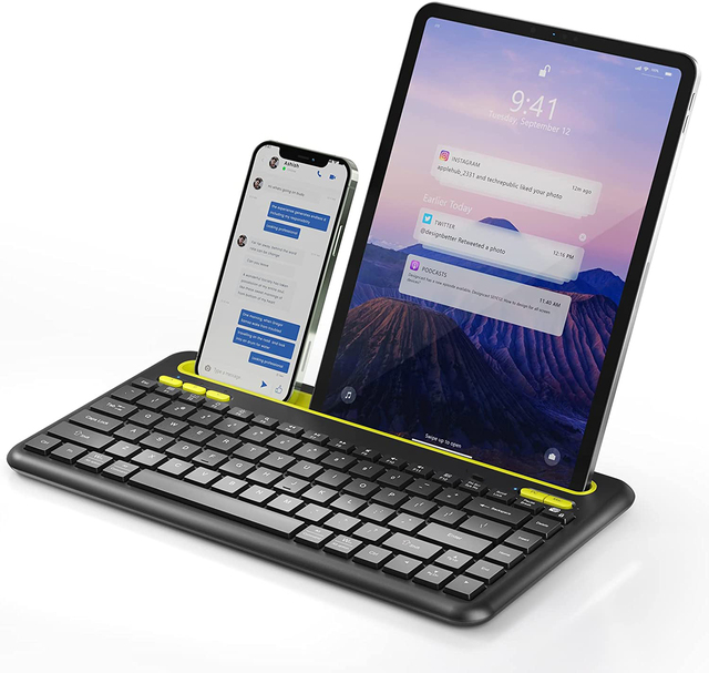 Multi Device Slim Portable BT Wireless Typewriter Mini Keyboard