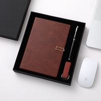 Ensemble de cadeaux d'affaires, carnet A5 personnalisé, ensemble de bloc-notes en cuir souple simple pour le bureau, journal avec stylo et clé USB de 16 Go