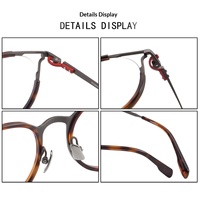 Monture de lunettes carrée tendance anti-lumière bleue à motif géométrique 147 mm SH0081 en titane pur et acétate