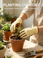 Gants de jardinage sportifs à motif floral haute adhérence, paume en tissu à coutures renforcées, protection UV, doigts entiers, ajustables, pour la maison