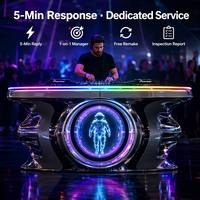 Mesa de DJ Triangular Invertida de Hierro Forjado de 1.2m con Logotipo Personalizado, Podio de Discoteca con Luces LED RGB, Soporte de Escenario con Ruedas Silenciosas, Directo de Fábrica