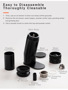 Molinillo de Café Eléctrico Portátil de Doble Rodamiento, 48 mm, Cónico, de Acero Inoxidable y Aluminio, Automático, para Exteriores, 110V 220V 72W - Product Image 3