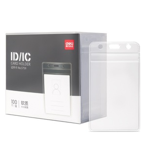 Deli – porte-carte d'identité 5759, pochette verticale transparente en plastique, matériau en Pvc souple pour la protection des badges d'identification au travail - Product Image 1