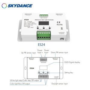 Controlador de Movimiento LED para Escaleras Skydance <span class=keywords><strong>ES24</strong></span>, DC 5V 12V 24V, 24 Canales, Luz Nocturna Interior con Sensor PIR, Regulador de Intensidad para Escaleras, Tira Flexible - Product Image 3