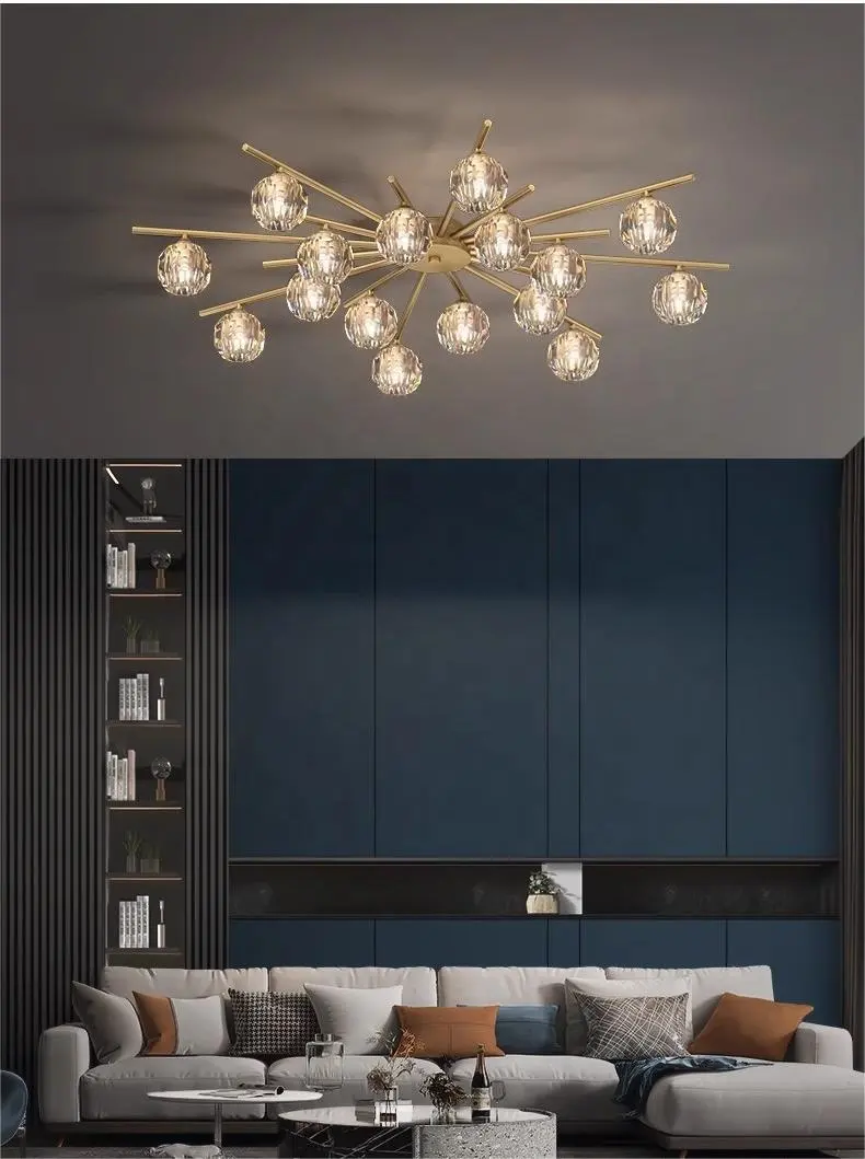 Oro moderno decorativo nordico di lusso illuminazione a soffitto prezzo all'ingrosso lampadari a soffitto di cristallo luci hotel villa decorazione