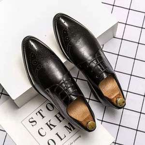 Chaussures habillées pour hommes à motifs artistiques, à enfiler, à bout pointu, en cuir véritable, talon bas, haute qualité, pour soirée, robe, bureau, neuves - Product Image 2