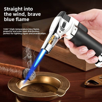Briquet torche DEBANG haute température coupe-vent, briquet à cigares avec verrou de sécurité, rechargeable au butane, flamme réglable, mini format