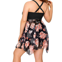 Robe de plage deux pièces grande taille Maillot de bain tankini en maille pour femme Maillot de bain fluide Robe de bain