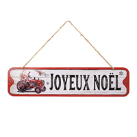 JOYEUX NOEL Truk Pikap Traktor Merah Vintage Dekorasi Dinding Natal Gaya Pedesaan Prancis Hiasan Dinding Kaleng Gantung 2 Desain Buatan Tangan