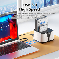 Docking Station Esterna USB 3.0 a Doppio Alloggiamento per HDD/SSD SATA con Funzione Clone Offline UASP 6Gbps, Supporta fino a 40TB