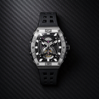 Montre mécanique automatique de luxe pour homme, boîtier en acier inoxydable, bracelet en caoutchouc, boîtier ovale, résistance à l'eau 3BAR, fermoir caché