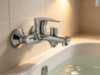 Robinet de douche pour baignoire durable avec un design minimaliste moderne, en alliage de zinc, à noyau en céramique, résistant à la corrosion et à économie d'eau