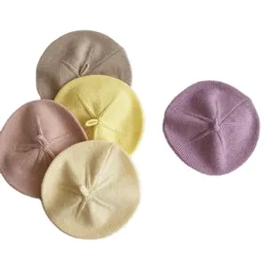 Chapéus de abóbora de cor sólida moda outono chapéu de boina de malha 9 cores para crianças de 8 meses a 4 anos