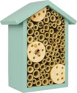 Bird Products auto honey hive beehive beekeeping bee box flow bee hive Teal wooden Bee House wooden bird and insect house