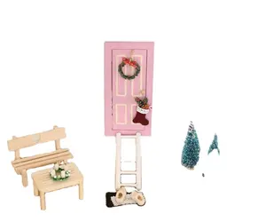 Miniature Toys Christmas Elf Door Set Christmas Elf Door Accessories Miniature Wooden Fairy Door Set for miniature doll house