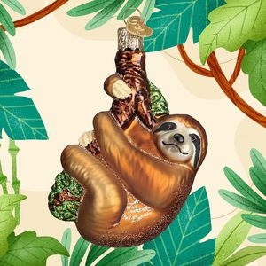 ชุดของตกแต่งต้นไม้คริสต์มาสแก้วรูปสลอธยิ้มแย้ม ดีไซน์สร้างสรรค์ งานฝีมือสไตล์โลกโบราณ ประดับด้วยดอกไม้สวยงาม ซีรีส์พืชพรรณสุดหรู พร้อมลวดลายการปีนป่ายบนภูเขา - Product Image 4