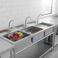 Évier simple en acier inoxydable 201/304 sur mesure pour cuisine commerciale, restaurant, école, café, extérieur