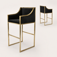 Chaise de bar moderne en velours avec base en acier inoxydable, tabouret de comptoir pour hôtel, restaurant, salon