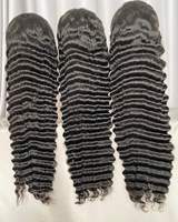 Perruque frontale en dentelle HD 13x6 transparente de 30 pouces, sans colle, avec ondulations profondes lâches, 100% cheveux humains vierges cambodgiens, vente en gros