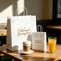 Sacs en papier kraft de luxe écologiques et recyclables personnalisés, pelliculage mat, impression sérigraphique, poignée en ruban, promotion, nourriture, boissons