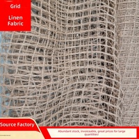 Tissu en maille de chanvre tricoté fourni par l'usine, résistant à l'abrasion, motif géométrique abstrait, matériaux artisanaux pour sacs en toile de jute grossière