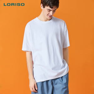 200g di cotone pettinato tinta unita a maniche corte t-shirt Oversize popolare <span class=keywords><strong>abbigliamento</strong></span> stile moda da uomo ampio - Product Image 6