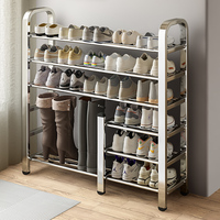 Étagère à chaussures moderne en acier inoxydable réglable Entrée de la maison Stockage intérieur multicouche Dortoir Location Maison Entrée étroite