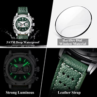 Montre à quartz Poedagar 838, bracelet en cuir de luxe, carrée, multifonctionnelle, chronographe, lumineuse, étanche