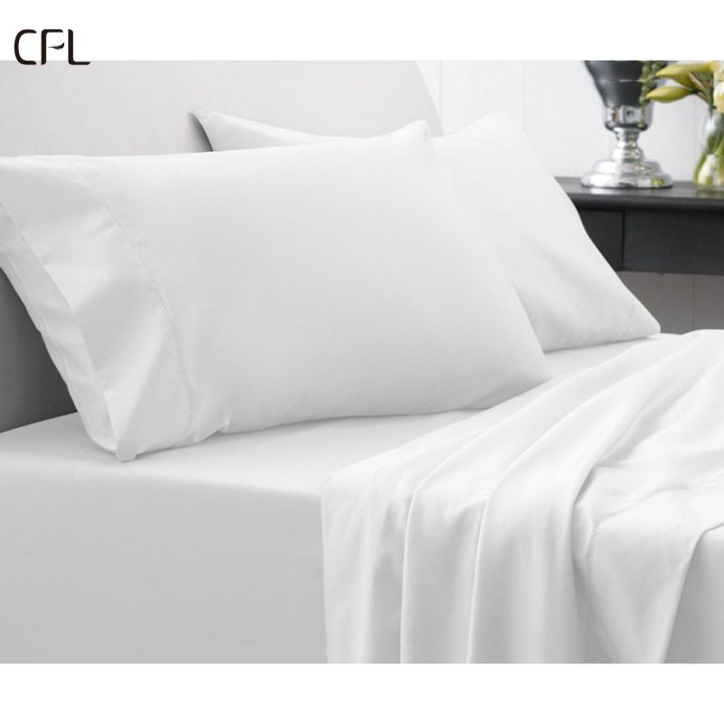 Plain White 100% Cotton Bed Sheet Linen 5star Strip Hotel Bedding ...