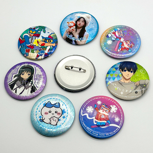 Holographic Fashion Custom Metal Button Pin Trendy Hologram Tin Pin Brooch, Fashion Decorative Custom Button Badge - Product Image 1