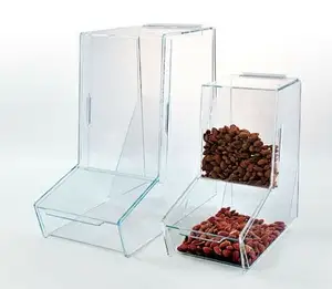 مخصص شفافة واضحة الاكريليك حلوى بلاستيكية أعلى تغذية الجاذبية السائبة موزع