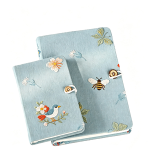 Carnet à couverture en tissu brodé, journal en toile de lin avec broderie florale, agenda ligné A5 <span class=keywords><strong>pour</strong></span> femmes, <span class=keywords><strong>cadeau</strong></span> <span class=keywords><strong>pour</strong></span> elle - Product Image 2