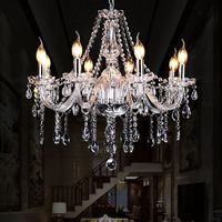 Lámpara de Araña de Cristal con Marco de Hierro Estilo Europeo para Sala de Estar, 6/8 Cabezas, Luz LED Blanca Neutra, Fácil Instalación, 2 Años de Garantía