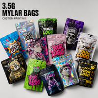 Sachet Mylar personnalisé imprimé 3,5g, emballage anti-odeur, pochette stand-up refermable pour herbes et tabac, holographique exotique mat