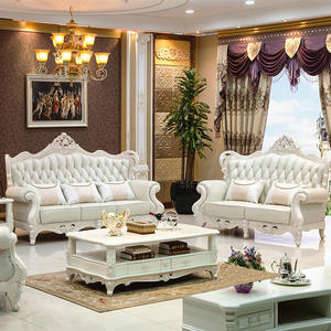 أريكة فنية من جلد البقر بطبقة علوية فاخرة على الطراز الأوروبي ، مجموعة أثاث غرفة المعيشة من الخشب الصلب عالي الجودة - Product Image 2