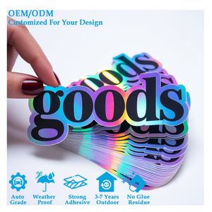 Impermeable y resistente a los rayos UV <span class=keywords><strong>3D</strong></span> holográfico Arco Iris troquelado pegatinas logotipo personalizado pegatinas holográficas - Product Image 1