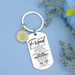 Porte-clés d'<span class=keywords><strong>amitié</strong></span> en acier inoxydable en gros, cadeau <span class=keywords><strong>pour</strong></span> bon ami, pendentif tournesol en métal, porte-clés de voiture en métal avec clip mousqueton - Product Image 4
