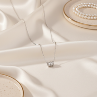 Collier pendentif cylindrique double anneau tendance en argent sterling S925 avec design cylindrique court à coupe géométrique