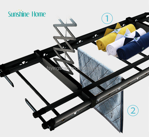 Porte-vêtements pliable en aluminium noir personnalisé en gros Vêtements de blanchisserie imprimés avec logo contrôlé sans fil - Product Image 2