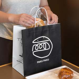 Bolsa de papel para llevar de alta calidad personalizada, Blanco, Negro, panadería, postre, embalaje, papel Kraft, compras, comida rápida, con su propio logotipo - Product Image 5
