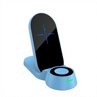 Support de chargeur sans fil magnétique 3-en-1 pliable 15W avec verre 2.5D et logo lumineux personnalisé pour téléphone, montre et écouteurs – Idéal pour le bureau et les voyages