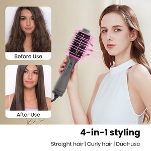 Brosse à air chaud électrique 2-en-1 haute vitesse, fer à friser rotatif, sèche-cheveux à moteur DC, peigne lisseur - Product Image 3