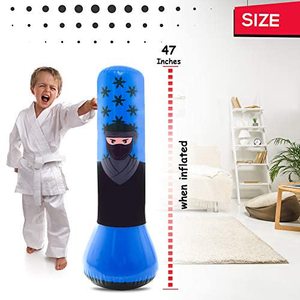 Sac de frappe gonflable Ninja pour enfants, sac de frappe rebondissant, jouet d'entraînement de boxe et de karaté pour les 3 à 7 ans, cadeau pour la gestion de la colère - Product Image 4
