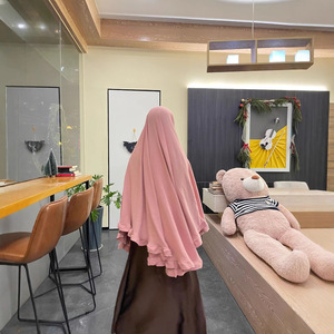 Khimar di Lusso con Orlo a Balze per Donne, Hijab Lungo, Abito Islamico da <span class=keywords><strong>Preghiera</strong></span>, Niqab Modesto di Dubai, Sciarpa Abaya, Copricapo Musulmano per la <span class=keywords><strong>Preghiera</strong></span> - Product Image 4