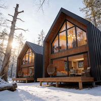 Maison triangulaire 3 chambres, kit préfabriqué à structure métallique de 40 pieds, chalet de montagne écologique personnalisé, assemblage rapide, maison de villégiature pour solutions de projets