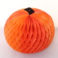 Décoration de citrouille en papier nid d'abeille pour fête d'Halloween, thème festif, pendentif artisanal en papier, ornement de citrouille en nid d'abeille