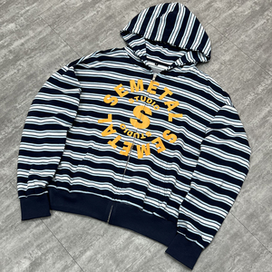 Sudadera con capucha de algodón 100% personalizada, estilo streetwear, con estampado, hombros caídos, cremallera, rayas, oversize, gruesa, con cierre de cremallera, fabricantes - Product Image 1