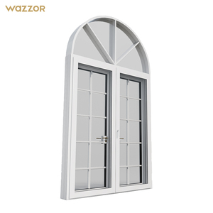 Wazzor Chất Lượng Tốt Nhất Nhà Kiểm Soát Đơn Giản Nhôm Pháp Cửa Ra Vào Cửa Ra Vào Hiện Đại - Product Image 3